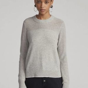 Rag & Bone Light Grey Open Knit Cashmere Sweater cozy soft crew neck minimalist